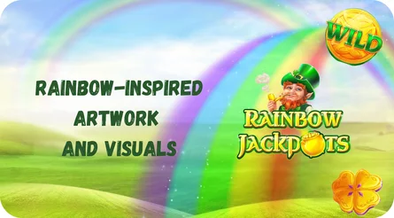 Rainbow-inspired artwork and visuals in Rainbow Jackpots