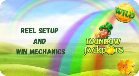 Reel setup and win mechanics in Rainbow Jackpots